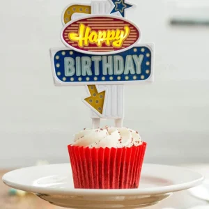 Topper lumineux pour gâteau Happy Birthday