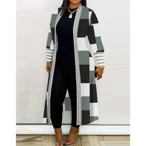 Cardigan long imprimé pour femmes | Chaud