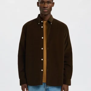 Chemise en velours côtelé fin marron - Selected