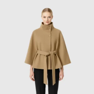 Manteau à col haut et ceinture pour femme | Hiver