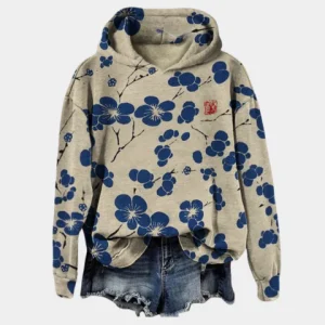 Sweat à capuche à imprimé floral pour femme | Chaud