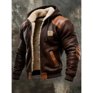 Veste vintage en daim pour homme | À capuche