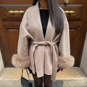 Manteau long contrasté pour femme | Hiver