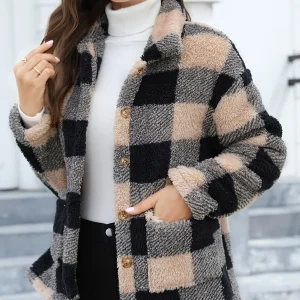 Cleo - Veste Sherpa à carreaux