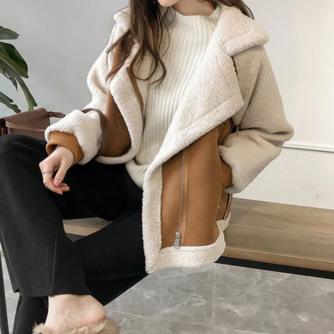 Yssa | Manteau d'hiver en daim pour femme | Longue