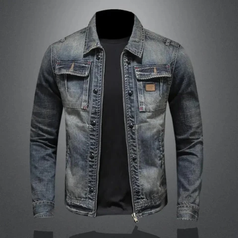 Veste en denim rétro pour homme | Manches longues – Image 2