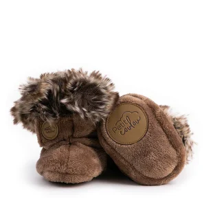 Petit Coulou - Pantoufles d'hiver en minky - Moka