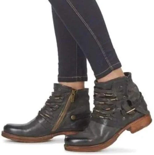 Bottes à cheville en cuir rétro pour femmes | Tendance – Image 5