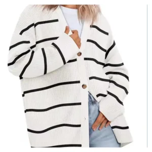 Cardigan de couette en tricot à boutons pour femmes | Chaud