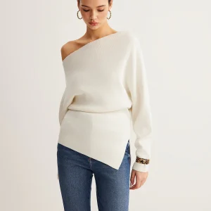 Top asymétrique en tricot pour femmes | Longue