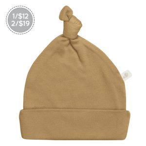 Perlimpinpin - Bonnet à noeuds en bambou 1/12$-2/19$ - Uni - Miel