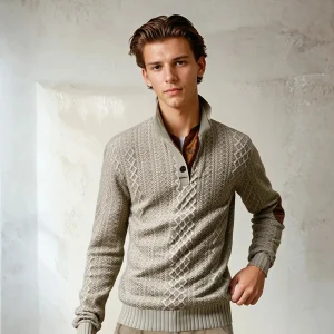 Villareal | Chandail boutonné pour hommes | Chaud