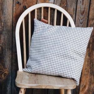 Coussin carré en pied de poule de laine et chanvre - L’Heureux