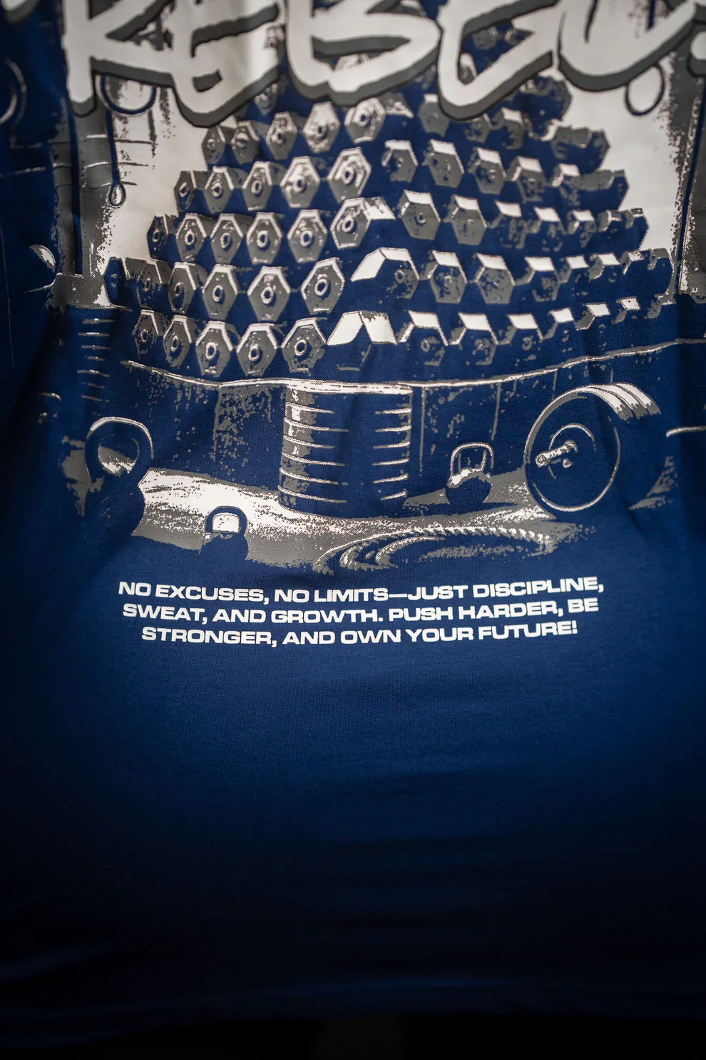 BARBELL REBELS - T-shirt Oversized "EVOLUTION" Navy Blue – Image 3