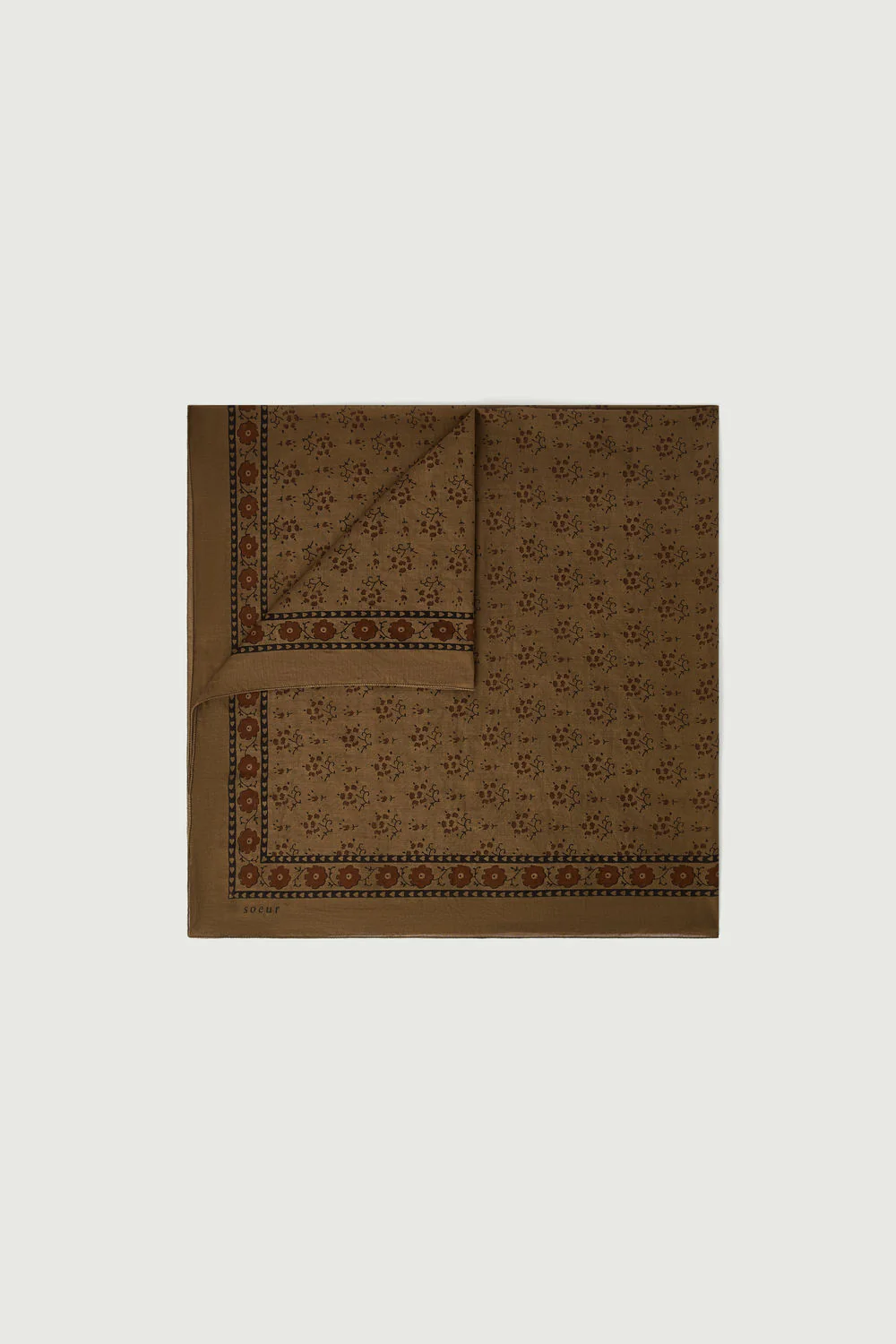 FOULARD CLASSIQUE COTON MARRON – Image 2