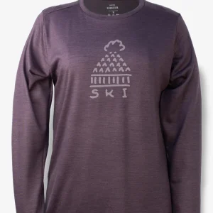 Manches longues Mérinos Femme Aubergine - Ski