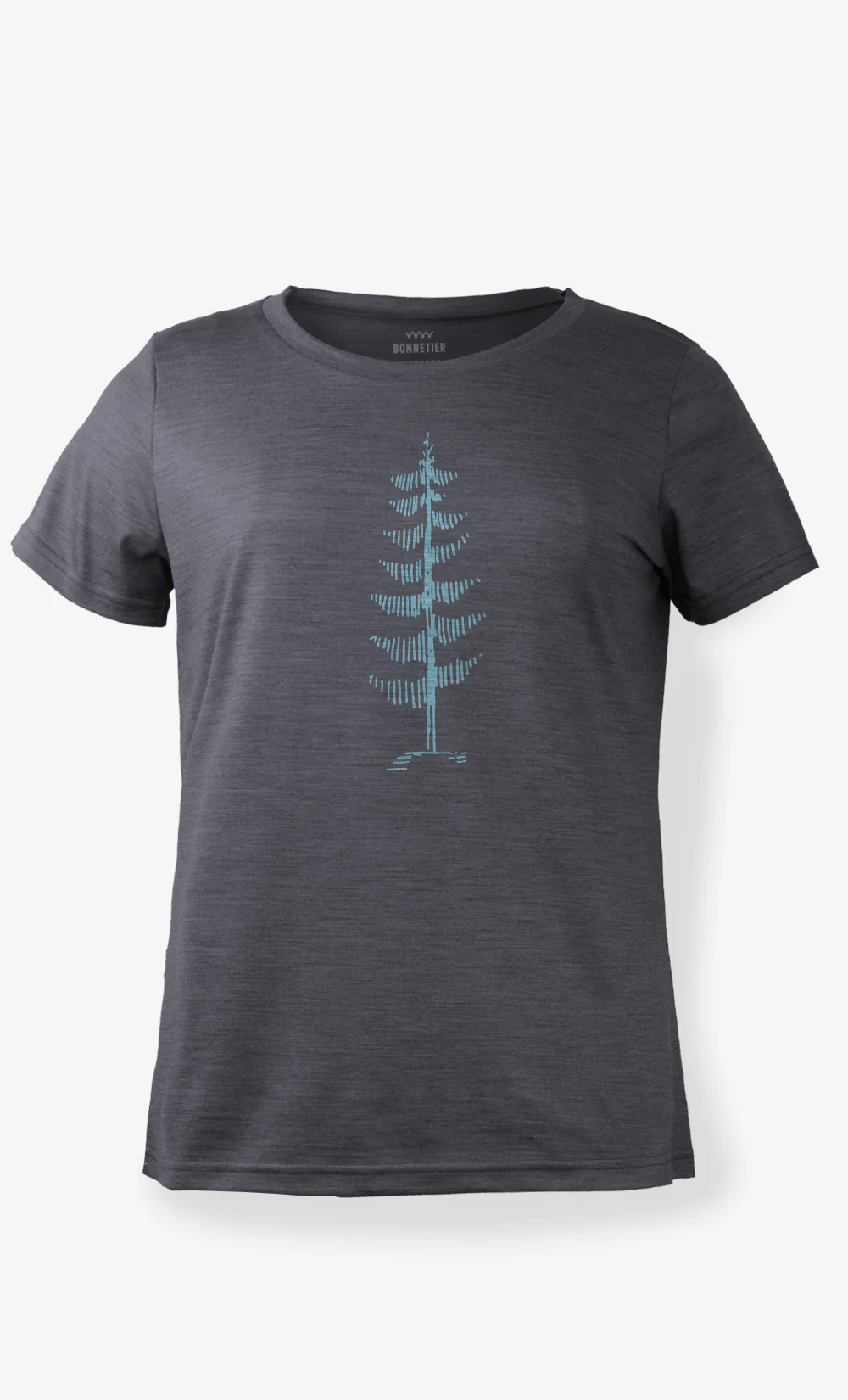 T-Shirt Mérinos Femme Charcoal Chiné Ultra Léger - Arbre seul – Image 2