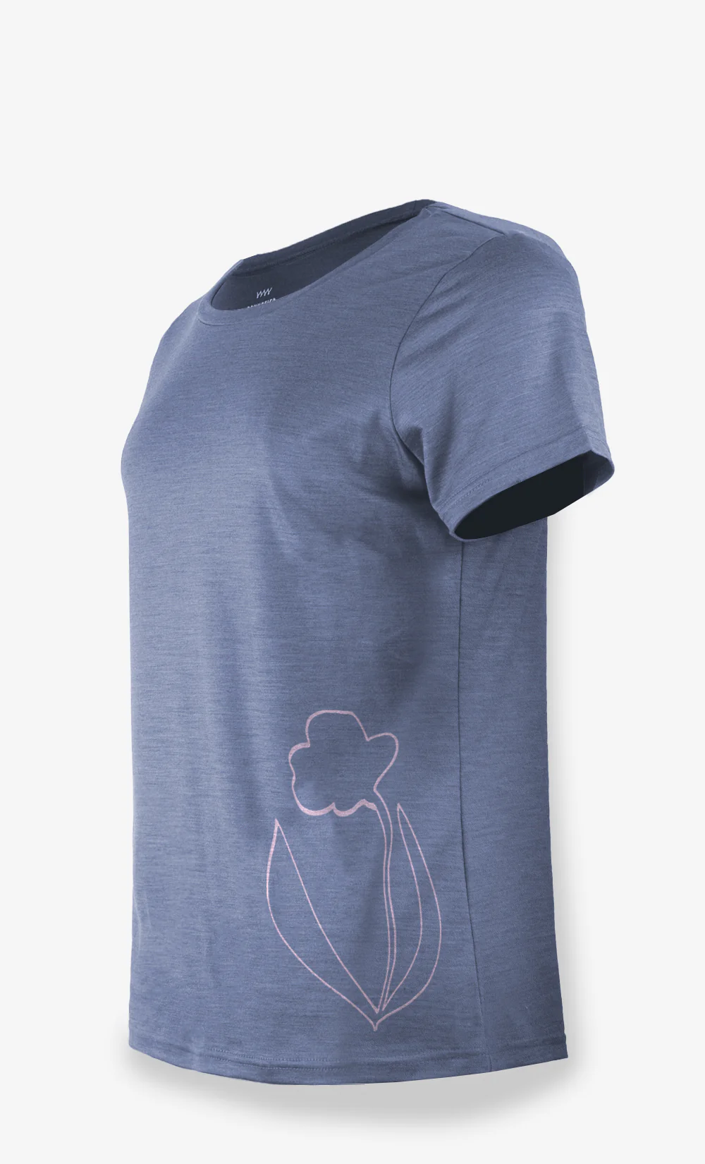 T-Shirt Mérinos Femme Bleu Gris Ultra Léger - Flower Power – Image 3