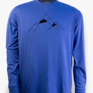 Manches Longues Mérinos Homme Techcrew Bleu Royal - Montagne graph
