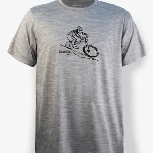 T-Shirt Mérinos Homme Gris Chiné Ultra Léger - Descente vélo