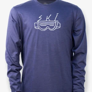 Manches Longues Mérinos Homme Techcrew Bleu Nuit - Lunettes