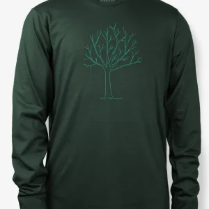 Manches Longues Mérinos Homme Techcrew Vert Foncé - Arbre Raide