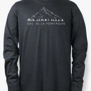 Manches Longues Mérinos Homme Techcrew Noir Chiné - Roi De La Montagne