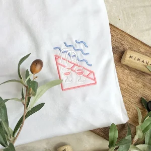 T shirt brodé - Rosé Piscine