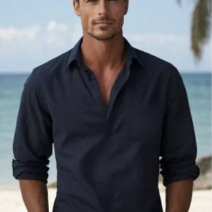 Chemise en lin respirante pour hommes | Manches longues