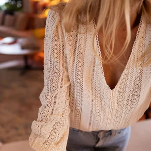 Top Femme à Col V - Manches Longues & Couleur Unie