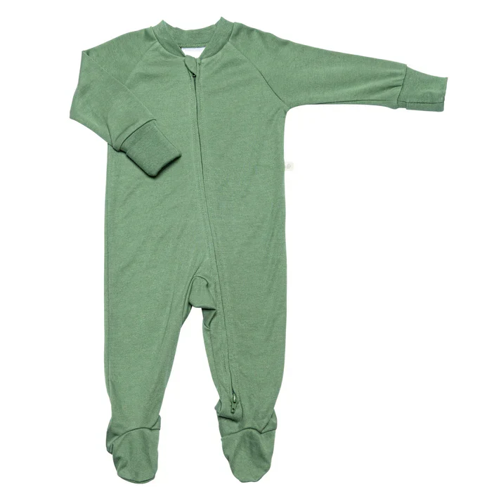 Perlimpinpin - Pyjama en bambou - Uni - Vert Chasseur – Image 3