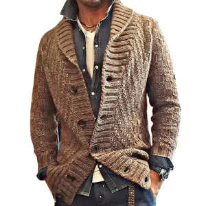 Cardigan en maille torsadée pour hommes | Chaud