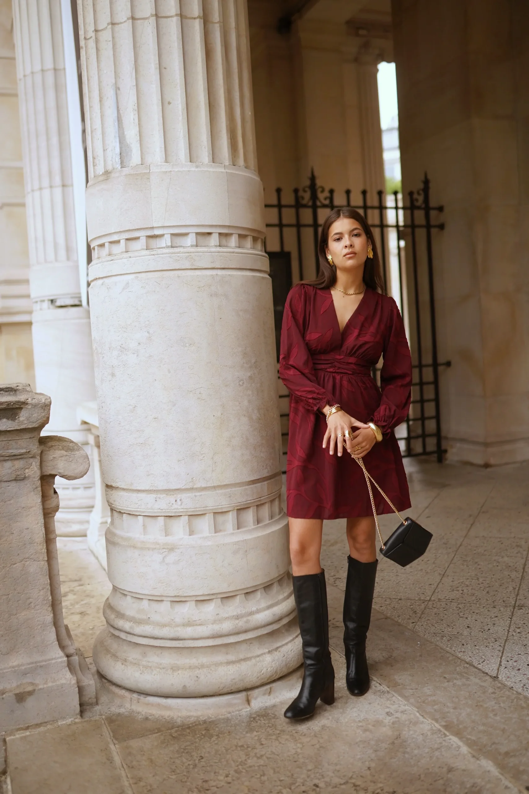 Robe Ambre – Col V & motifs d’automne – Image 4