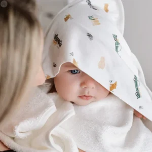 Perlimpinpin - Serviette à capuchon en bambou - Prairies