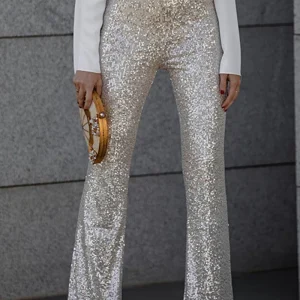 Pantalon évasé scintillant pour femmes | Chic
