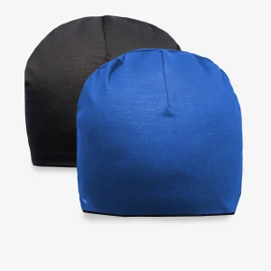 Beanie 100% Mérinos Double Réversible - Bleu Royal/ Noir