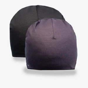 Beanie 100% Mérinos Double Réversible - Violet/ Noir
