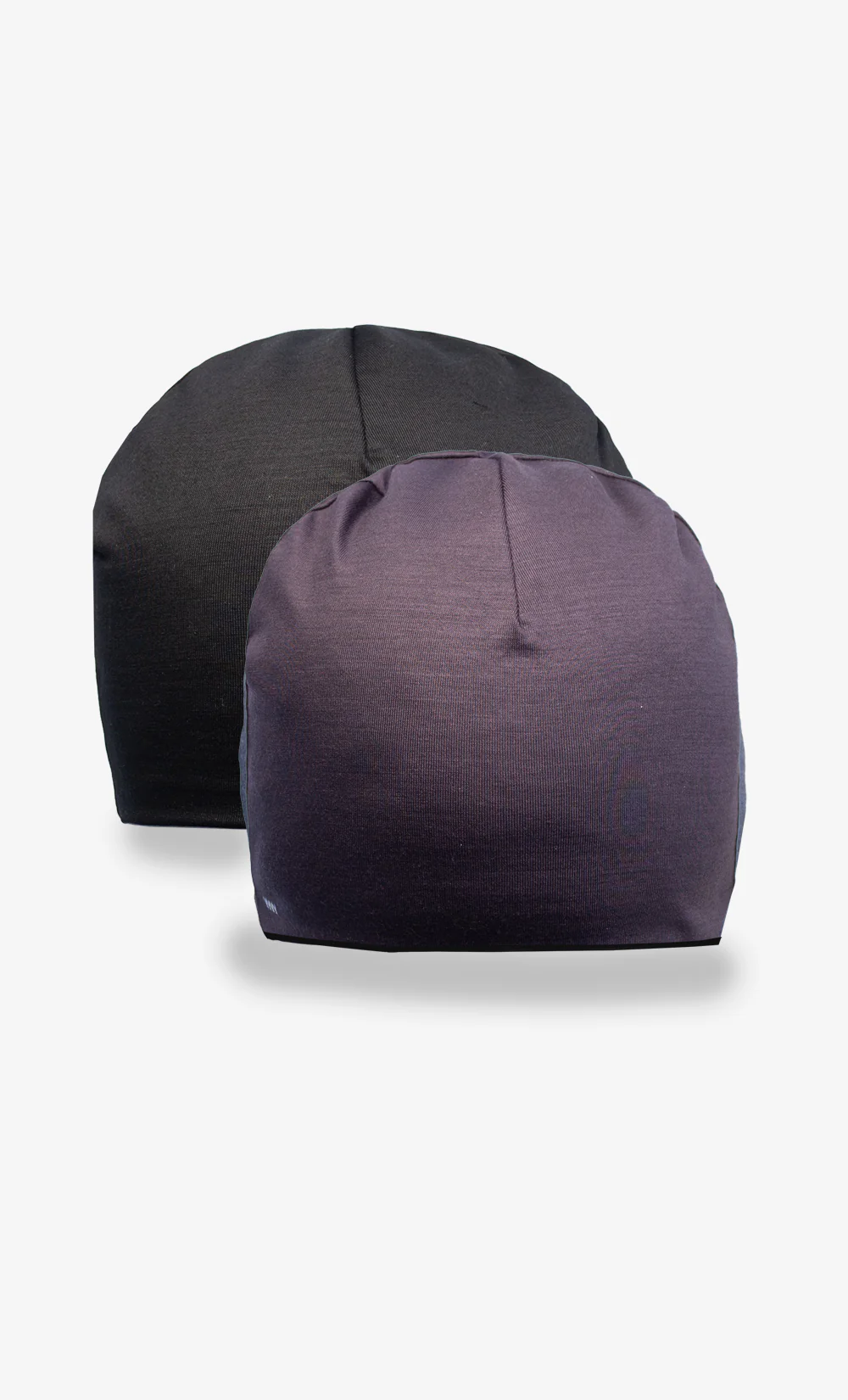 Beanie 100% Mérinos Double Réversible - Violet/ Noir