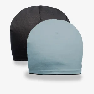 Beanie 100% Mérinos Double Réversible - Dauphin/ Noir