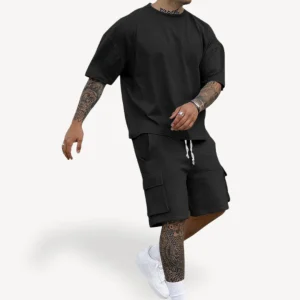 Ensemble short et haut en coton pour hommes