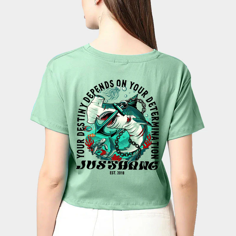 JUST HANG - Crop Top "Hammerhead Shark" – Image 2