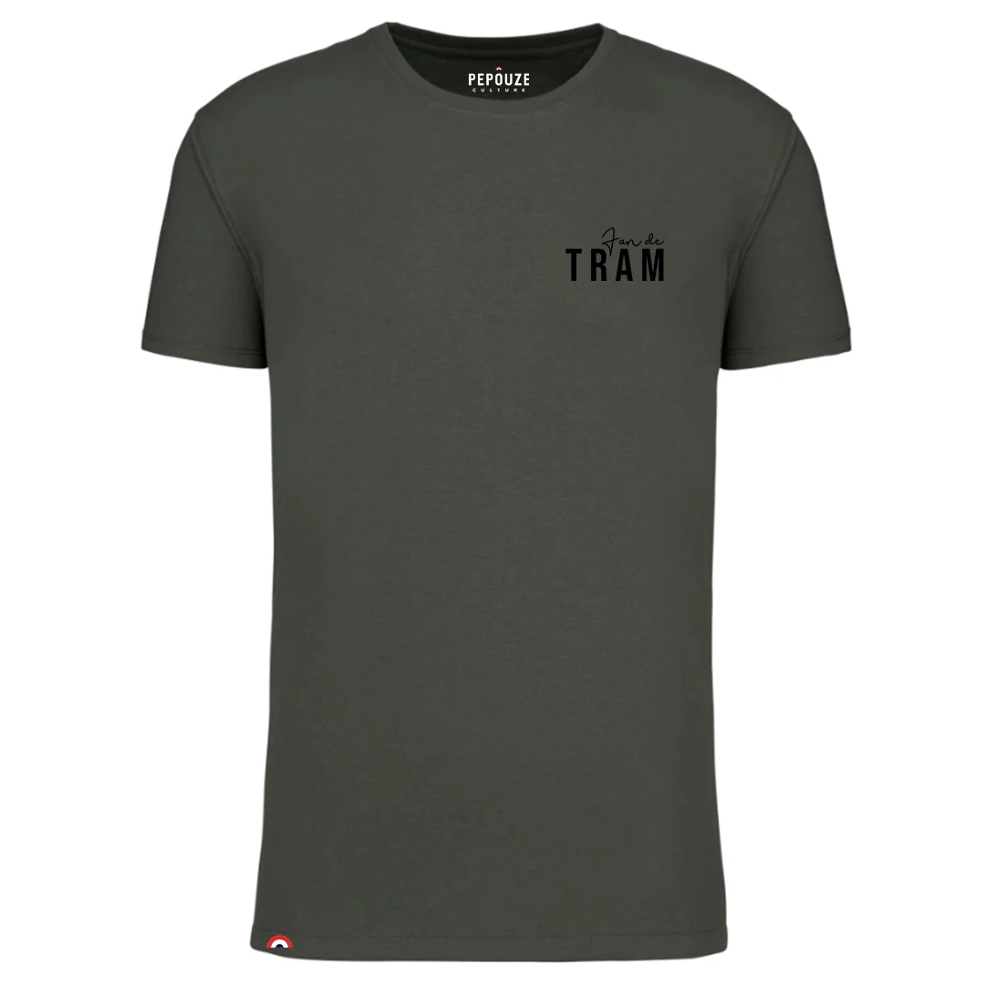 Tee-Shirt Adulte Fan de Tram Kaki Noir