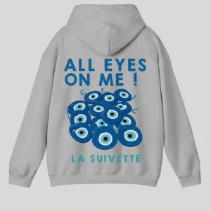 Hoodie Oversize All Eyes On Me - La Suivette - Gris