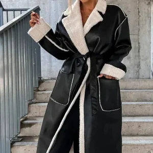Manteau en cuir pour femme | Longue