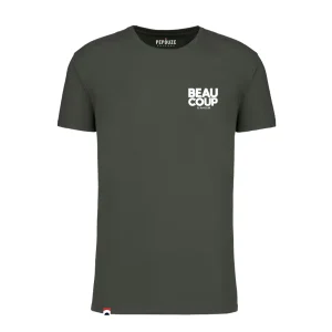 Tee-Shirt Adulte Beau Coup d'Amour Kaki Blanc
