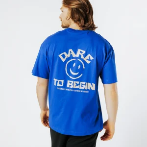 T-SHIRT OVERSIZED MIXTE DARE TO BEGIN bleu électrique