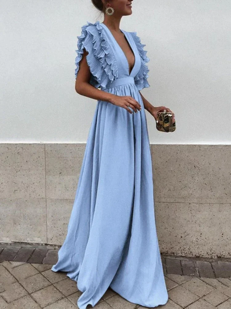 Robe élégante à col en V pour femmes | Maxi – Image 3