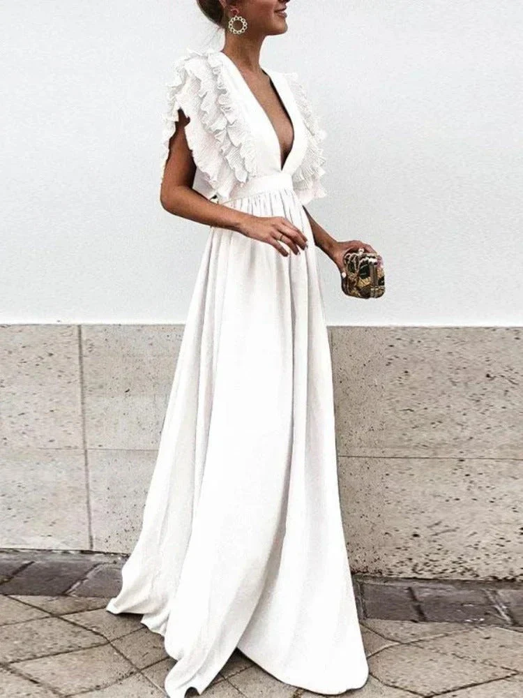 Robe élégante à col en V pour femmes | Maxi – Image 5