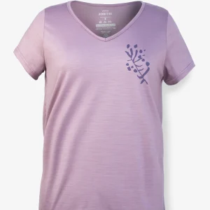T-Shirt Mérinos Femme Mauve Pâle Ultra Léger - Flora