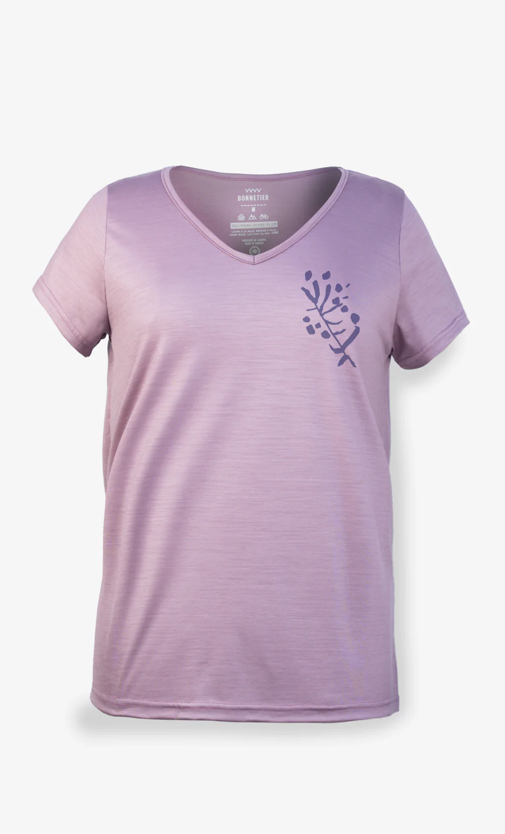 T-Shirt Mérinos Femme Mauve Pâle Ultra Léger - Flora – Image 2
